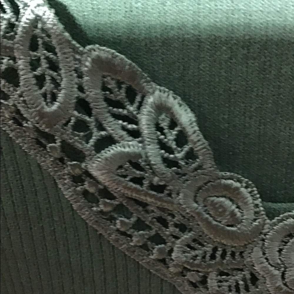 PLUS SIZE NWT INC. Green Scoop neck Sweater with embroidered neckline. - Picture 3 of 6